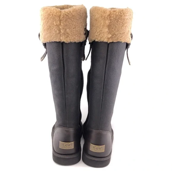 UGG Locarno Brown Leather Tall Winter Boots 8 - Picture 6 of 15